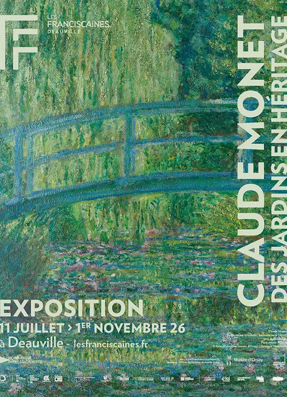 "Claude Monet, des jardins en héritage" : affiche de l'exposition aux Franciscaines (Deauville) - Claude Monet, Le Bassin aux nymphéas, harmonie verte, (détail), Musée d’Orsay © Grand Palais Rmn (musée d'Orsay) Stéphane Maréchalle