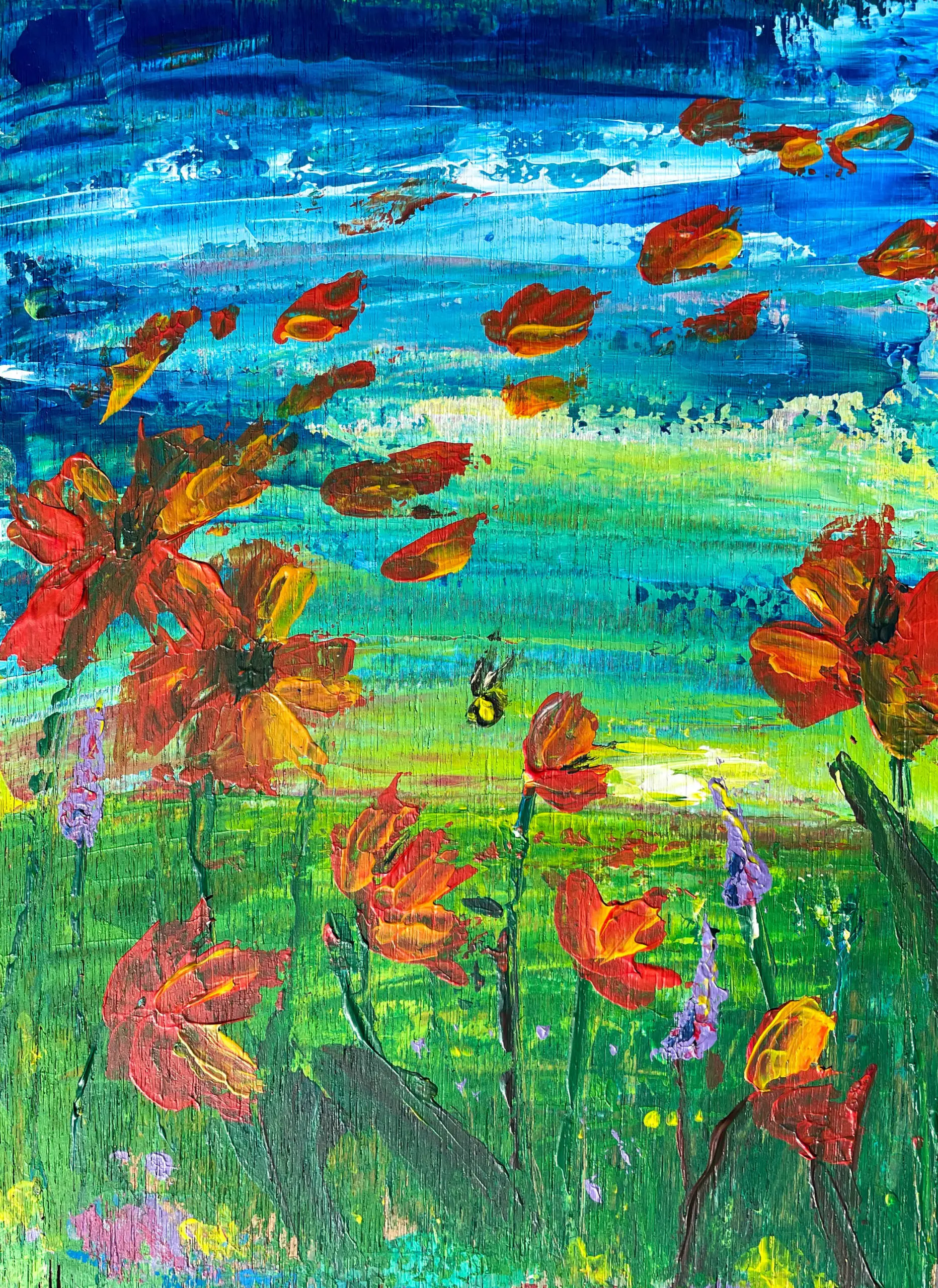 Jardin de fleurs au couteau : Atelier peinture au couteau ©MDIG