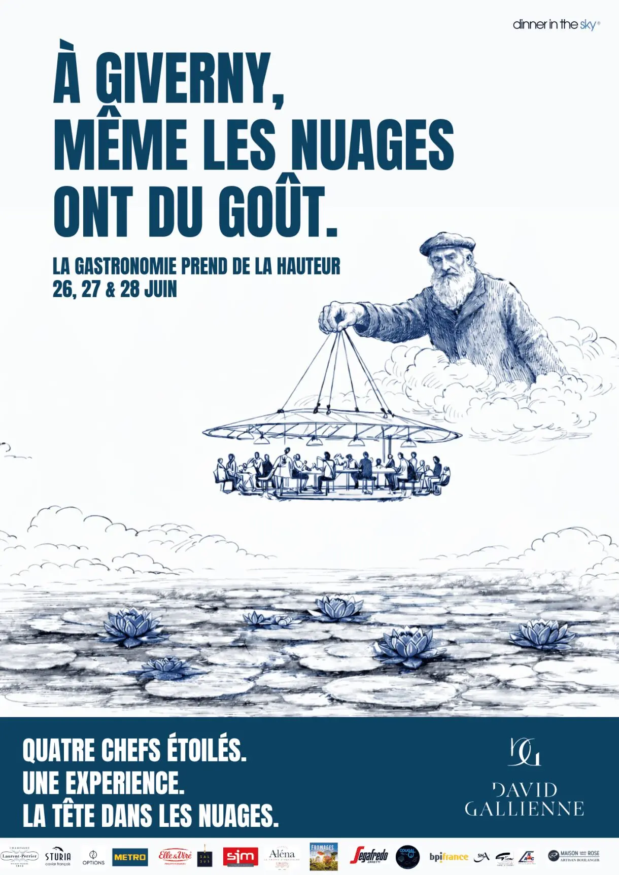 David Gallienne. Dinner in the Sky : Monet Gourmet à Giverny pour le Festival Normandie Impressionniste 2026