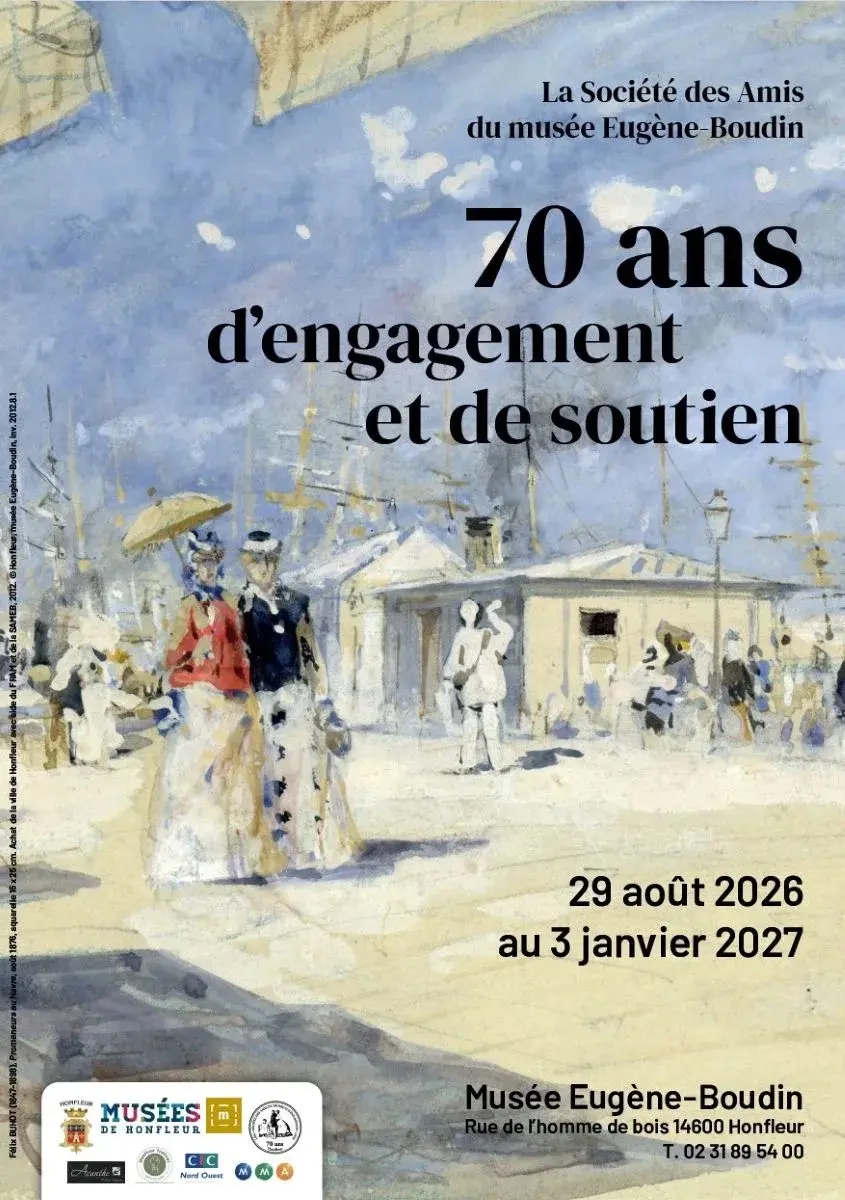 SAMEB : 70 ans d'engagement et de soutien. Affiche de l'exposition au Musée Eugène Boudin